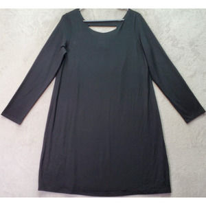 Eileen Fisher Shift Dress Women Petite Large Black Long Casual Sleeve Round Neck